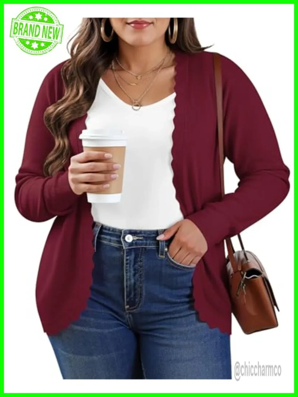 Plus Size Open Front Long Sleeve V-Neck Lightweight Knit Cardigan